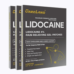 CARELAND Lidocaine Gel Patch, 18 greve Maximal Styrka Smärta Patches för Muscle Relief i nack knä tillbaka och axlar Unscented Numbing Patch för lugnande nerver, gemensamma
