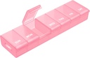 AUVON Pink XL Weekly Pill Organizer med Effortless Opening Design, Arthritis Friendly Pill Box, BPA-Free Pill Organizer 7 Day, Cute & Portable Pill Case för vitaminer, kosttillskott och mediciner