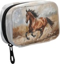 Fustylead Vacker Running Horse Oil Painting Pill Organizer Case med Zipper 2 gånger per dag för vitamin och tillägg, 7 Day Travel Organizer Medicine Case
