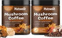 (2 Pack) Mushroom Coffee för Smoothies / Latte, Mushroom Powder Blend (57 portioner) med Lions Mane, Reishi, Cordyceps, Turkiet Tail, Chaga - Mushroom Supplement för energi, fokus, Immune-8 oz