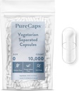 PureCaps USA-Empty Vegetarian Vegan Pill Capsules Storlek 0| 10 000 separata piller | Clear | Non-GMO Certified | SLS, Gluten, Preservativ fri