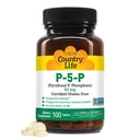 Country Life P-5-P Vitamin B6 - Biotillgänglig Pyridoxal-5-fosfattillskott för energi, nervsystemsupport och röd blodcelltillväxt - Certifierad Glutenfri, Vegan, icke-GMO - 100 kapslar