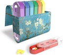 Pill Organizer,LIZIMANDU Veckovis Travel Pill Case Box Medication Reminder Daily AM PM, Day Night 7 Compartments, för 4 gånger per dag, 7 dagar per vecka-inkluderar Läder PU bär fall (Peach Blossom)