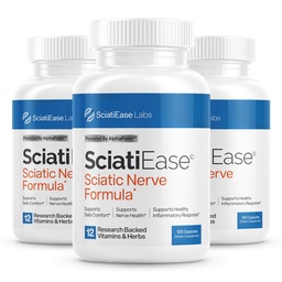SciatiEase Sciatic Nerve Health Support Supplement - Nerve Support Formel med AlphaPalm, Pea, Vitamin B Complex, Alpha Lipoic Acid 300mg - 3 flaskor