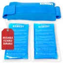 Perfekt Remedy 2-Pack Gel Ice Packs för skador med Strap Cover, Flexibel Hot Cold Compress, Soothing Soft Ice Packs för stöd i skador Villkor, Alternativ till Hot Water Bottles (Blå, Regelbunden)