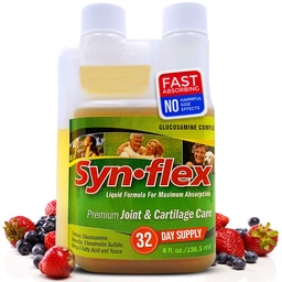 Synflex Liquid Glukosamin Original Formel - Chondroitin, Vitaminer, Mineraler - Drick Supplement för Män & Kvinnor, Hjälper till att stödja Joint & Cartilage Health - Berry Flavor, 32 Day Supply