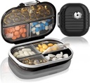 2 Pack Pill Organizer Pill Box 7 Compartments Stor Pill Dispenser Home Travel Supplement Holder Airtight Vitamin Container Daily Medicine Travel Essentials (Små + Stor)