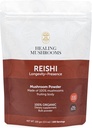 Reishi Pure Powder, Organic Mushroom Supplement för immunstöd, livslängd, humör, sömn, inga fillers, icke-GMO