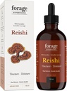 Forage Hyperfoods- Original Canadian Wild Reishi Mushroom Superfood Liquid Supplement Extract Tincture, Vegan, Non-GMO, Improves Immune System and Stress Response, Natural Calm, 118ML