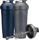 28-Ounce Shaker Bottle med Action-Rod Mixer | Shaker Cups med motiverande citat | Protein Shaker Bottle är BPA Free och Dishwasher Safe | Gray & Navy