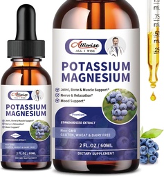 2 Pack Potassium Magnesium Supplement Liquid - High Absorption Calm Magnesium Complex & Potassium Plus Calcium, Vitamin D3, Zink för Leg Cramps & Bone & Energy & Immune Support - 4 Fl oz