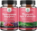 Bundle of Menopause Supplement för Hot Flashes med Dong Quai Vitex Chaste Berry & Black Cohosh & Extra Strength Saw Palmetto för kvinnor 500mg - DHT Blocker Hair Loss Supplement med Maca Root & Biotin
