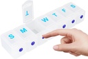 Extra stor vecka piller organisatör 1 gång om dagen, Travel Pill Box 7 Day, Portable Pill Case med Push Button, Daily Pill Dispenser för medicintekniska vitaminer fiskoljetillskott
