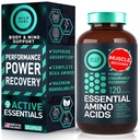 Essential Amino Acids Supplement - All 9 EAAs with BCAAs Amino Acids (Leucine, Lysine, Valine, Threonine) - 3,000mg Per Serving - Muscle Growth, Power, Recovery - 120 Vegan, Caffeine Free Capsules