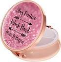 Rouidr Pill Box, 3 Compartment Medicine Pill Case, Small Metal Travel Medicine Box för Purse & Pocket, Rose Gold, Work Hard