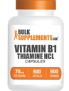 BulkSupplements.com Thiamine HCl Capsules - Thiamine Hydrochloride, vitamin B1 Supplements - Gluten Free, 1 kapsel per servering, 500 greve av 1)