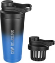 DIW 24 oz Shaker Bottle, Rostfritt stål Mix Bottle med bullerfri design, isolerad metall Shaker Cup för proteinblandningar och Pre Workout, Gym Cup Shaker (Black & Blue)