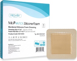 MedVance TM Silicone - Bordered Silicone Adhesive Foam Dressing Size 4 "x4" (2.7 "x2.7" pad), Box av 5 dressingar