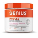 Genius Brand Genius Muscle - Muscle Health Supplement for Growth, Endurance & Recovery - Non-Hormonal Formel - 6 Organiska svampar - Naturligtvis-sötade - 30 portioner - Strawberry Vanilla