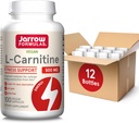 Jarrow Formulas L-Carnitine 500 mg - 100 Veggie Licaps - Viktig kofaktor för energiproduktion (ATP) från fett - Kosttillskott - Vegan - Upp till 100 portioner, paket med 12
