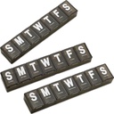 Weekly Pill Organizer - (Pack of 3) Extra Stor Vitamin Container med Jumbo Lätt att läsa Brev, BPA Gratis - Daglig Resa 7 Dag Medication Pill Box Case, (Black)