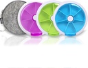 Pill Cases Weekly INVODA Pill Organizer 7 Day 3 Times Medicine Pill Dispenser Push Button Rotate Pill Planner med 7 Compartments (4PCS + Bag)