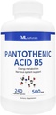 ML Naturals Pantothenic Acid B5 240 Vegetabiliska kapslar. Energy Metabolism, Nervous System Support, NSF-Certified & CGMP-Compliant