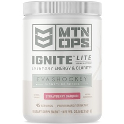 MTN OPS Ignite Lite Energy Drink Powder Gluten Free Nitric Oxide Supplement Drink Mix, L Arginine, L Citrulline, Caffeine & Nootropic Sugar Free Drink Mix, 45 Servings, Strawberry Daiquiri Flavor av Eva Shockey
