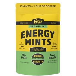 Viter Energy 40mg Koffein Mints - Sugar Free, B Vitaminer, Vegan, ökar snabbt Energized Alert Focus, koffeinerade Nootropic Supplement Pills (Spearmint Flavor, 8oz, Bulk Bag)