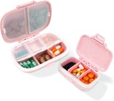 2 Pack Pill Case Organizer,Travel Pill Box med Label, Daily Medicine Organizer Case, Waterproof Pocket Container Case, Portable Pink Supplement Case Medicine Container Compact för Vitamin