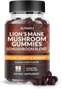 Mushroom Gummies - 10x Mushroom Supplement with Ashwagandha and Lions Mane - Nootropic Brain Supplement, Immune Support & Stress Relief (90 CT) Classic Coke