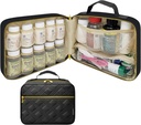 Stora Quilted Pill Bottle Organizer, Medicine Bag, Fall, Transportör för Mediciner, Vitaminer och Medicinska Supplies - Travel Medicine Organizer och Home Storage Med Bag - Svart (utan Lock)