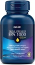 GNC Triple Strength Fish Oil EPA 1000 Mini, 1000mg Omega 3, Mini Softgels, Supports Eye, Brain, Skin, Healthy Triglycerides, Heart, Joint, Coated to Control Fishy Burps, 45 Servings