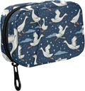 Fustylead Funny Geese flyger i Nightsky och Stars Travel Pill Organizer Bag med Zipper Small Pill Box 7 Day Pill Case för Purse Storage Weekly Vitamin Medicine Supplement