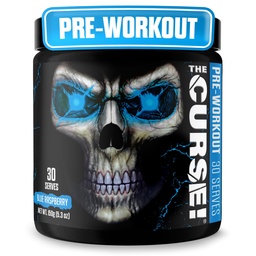 JNX SPORTS Förbannelsen! För träningspulver för män och kvinnor, koffein, beta-alanin, kreatin, L-citralin, 30 portioner, blå hallon smak - öka energi, styrka och fokus