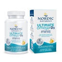 Nordic Naturals Ultimate Omega Mini D3, Lemon Flavor - 60 Mini Soft Gels - 1120 mg Omega-3 + 1000 IE Vitamin D3 - EPA & DHA - Främjar hjärn- och hjärthälsa - 30 portioner