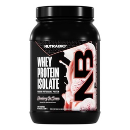 NutraBio 100% Whey Protein Isolate Protein Powder, 25g Protein med komplett Amino Acid Profile, Non-GMO, Soy & Gluten Free, Low Carb, Low Calorie Whey Protein Powder, Strawberry Ice Cream, 2 Lbs