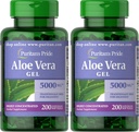 Puritans Pride Aloe Vera Extract 25mg (5000mg Equivalent) Softgels, 200 Count (Packaging May Vary) (Pack of 2)