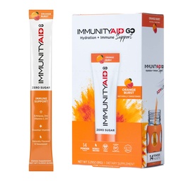 LIFEAID IMMUNITYAID GO! Zero Sugar Immunity + Hydration Packet, Vitamin C, Echinacea, Zink, Astragalus Root, Keto-vänlig, Vegan & Gluten-Free, 5 kalorier, Naturligt sötad, No Caffeine, 14 Pack