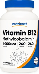 Nutricost Vitamin B12 (Methylcobalamin) 1000mcg, 240 Capsules - Vegetarian, Non-GMO & Gluten Free B12 Supplement