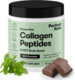 Perfekt Keto Collagen proteinpulver med MCT Oil - Grassfed, GF, Multi Supplement, Bäst för ketogena dieter, Använd som Keto Creamer, i kaffe och skakar för kvinnor och män (Mint Chocolate)