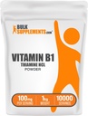 BulkSupplements Thiamine HCl Powder - Thiamine Hydrochloride, B1 Vitaminer, Thiamine B1 Supplement, Thiamine 100mg - Gluten Free, 100mg per Servering, 1kg (2,2 lbs) (Pack av 1)