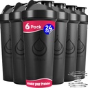 6 PACK, Shaker Bottles med Wire Whisks för proteinblandningar | Leakproof Blender Shaker Bottle Pack | BPA-Free & Dishwasher Safe | 6 24 oz shaker flaskor | Shaker Cups för skakar