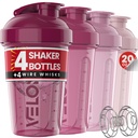 VELOMIX -4 PACK- 20 OZ Protein Shaker Bottles för proteinblandningar, Shaker Cups för Protein Shakes, Small Shaker Bottle Pack, Shaker Cup, Shakers för protein Shakes (Berry Blend)