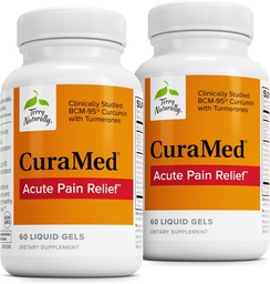 Terry Naturligt CuraMed akut smärtlindring - Tillägg med BCM-95 Curcumin & BOS-10 Boswellia - Svart Sesam Seed Oil för att stödja lättnad av yrkesbesvär - 60 flytande Gels (Pack av 2)