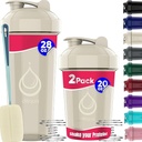 2 PACK, 28 oz & 20 oz Shaker Bottles med kraftfulla Wire Whisks för proteinblandningar | Leakproof Blender Shaker Bottle Pack | BPA-Free & Dishwasher Safe | Shaker Bottle | Shaker Cups för shakes