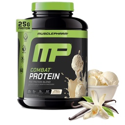 MusclePharm Combat Protein Powder, Vanilla Flavor, bränsle Muscles for Productive Workouts, 5 proteinkällor inklusive Whey Protein Isolate & Egg Albumin, Gluten Free, 4 lb, 52 portioner