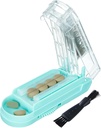 Pill Cutter för flera piller i taget, Pill Cutter Splitter för små och små piller, Pill Cutter för små eller stora piller, Pill Splitter med dold Sharp Stainless Steel Blade (Blue + Clear)