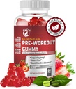 Rena naturliga pre-workout gummies med kreatinmonohydrat och grönt kaffeböna extrakt - energi, fokus, uthållighet Boost, jordgubbsmak, 60 gummies