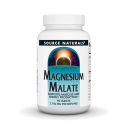Källa Natur Magnesium Malate, Stöder Muskler och Energiproduktion *, NonGMO, Vegetarian Friendly Magnesium Supplement, 3 750 MG per Servering - 90 tabletter